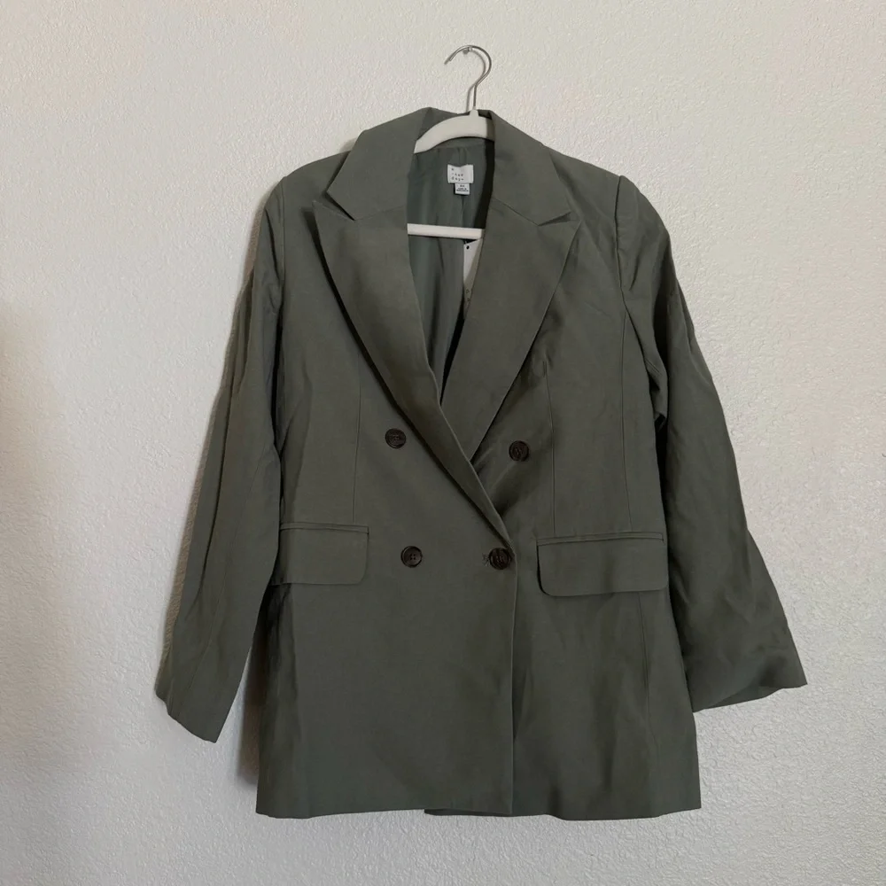 A New Day Women's Double Breasted Blazer Jacket Back Slit Mid Length - Picture 6 of 9